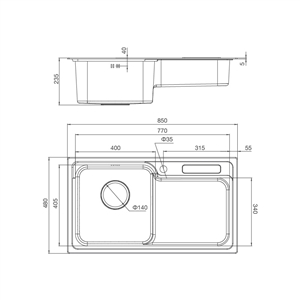 Chậu rửa chén Malloca MS 1028D